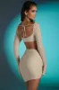 Asymmetric Ruched Mini Skirt in Sand sold by Oh Polly