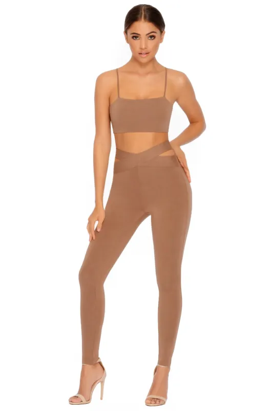 Cut Outta Here Crop Top in Brown sold by Oh Polly