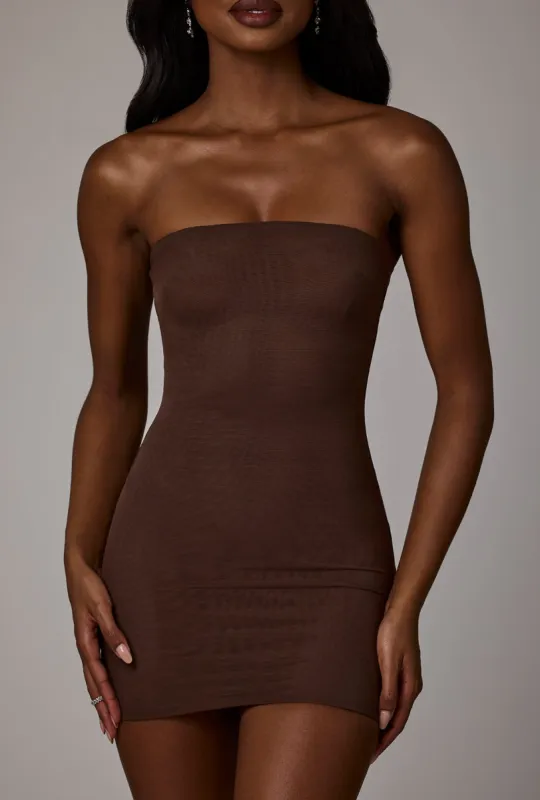 Soft Mesh Mini Slip Dress in Deep Cocoa sold by Oh Polly