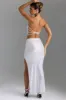 Embellished V-Waist Maxi Skirt in White sold by Oh Polly