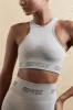 Seamless Racerback Crop Top in Silver sold by Oh Polly