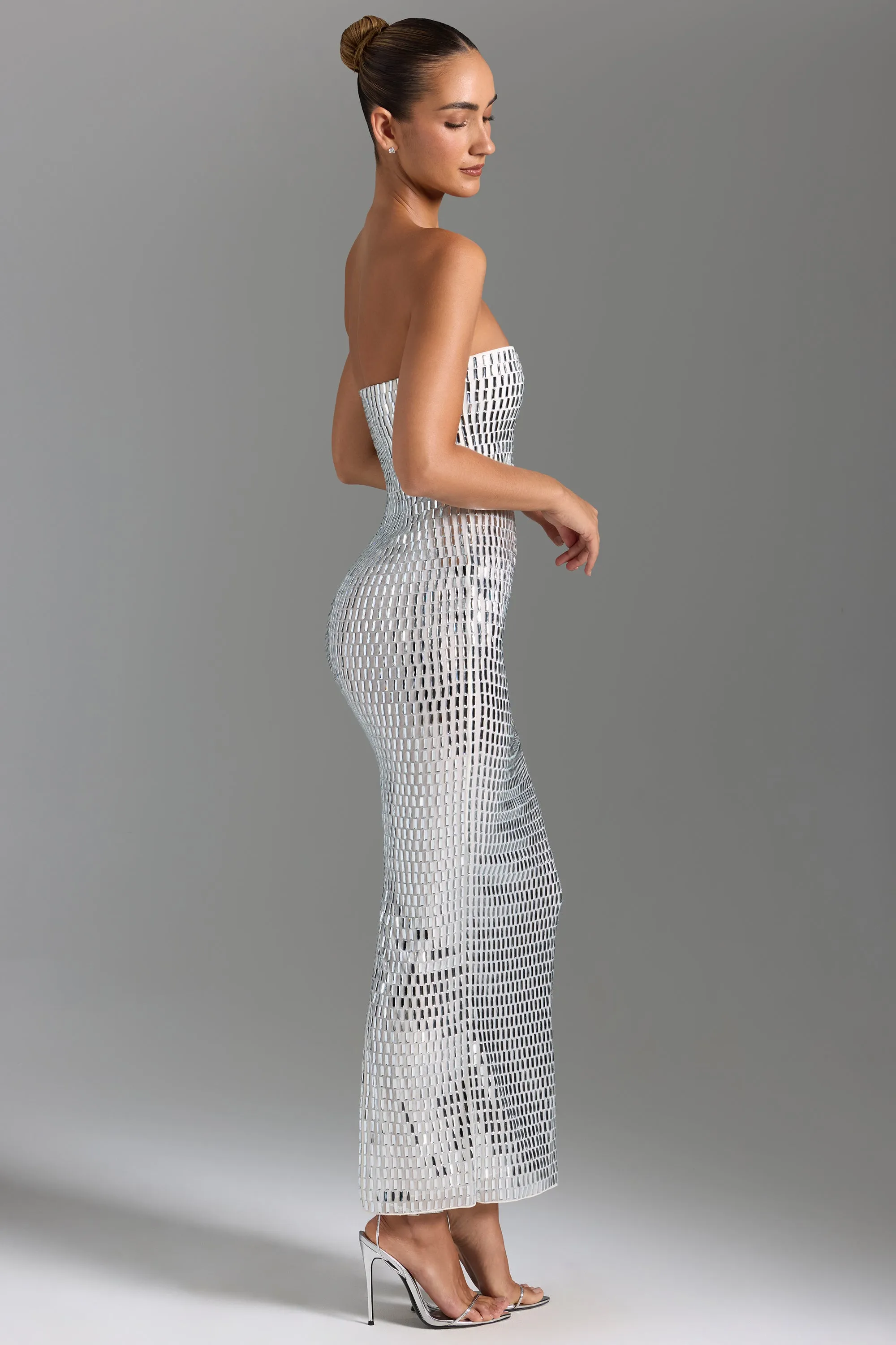 Embellished Bandeau Maxi Dress in White sold by Oh Polly product image thumbnail 4