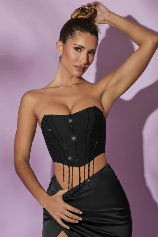 Embellished Corset Top in Black sold by Oh Polly