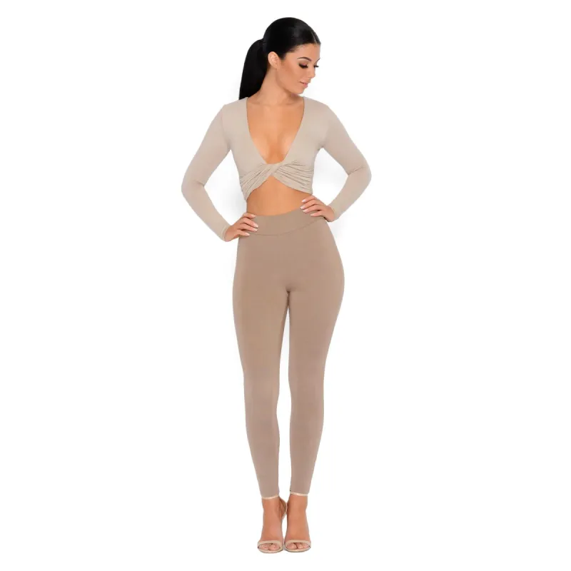 Why Knot Double Layered Crop Top in Stone sold by Oh Polly