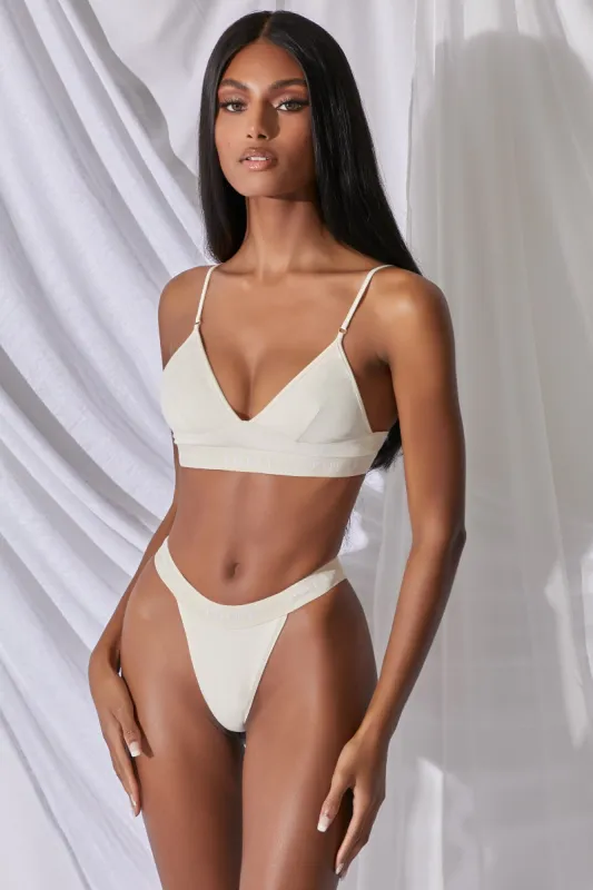Cancel Your Plans Cotton Triangle Bralet in Ivory sold by Oh Polly