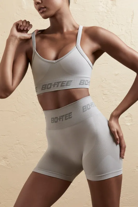 Seamless High Waist Mini Shorts in Silver sold by Oh Polly