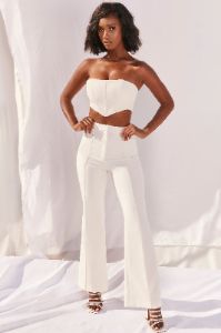 Bossin’ Up Strapless Corset Crop Top in Ivory sold by Oh Polly