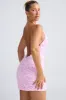 Floral-Appliqué Halterneck A-Line Mini Dress in Lilac sold by Oh Polly