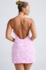 Floral-Appliqué Halterneck A-Line Mini Dress in Lilac sold by Oh Polly
