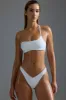 Embellished V-Shaped High-Leg Cheeky Bikini Bottoms in White sold by Oh Polly