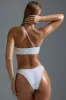 Embellished V-Shaped High-Leg Cheeky Bikini Bottoms in White sold by Oh Polly