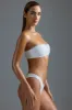 Embellished V-Shaped High-Leg Cheeky Bikini Bottoms in White sold by Oh Polly