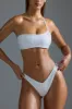 Embellished V-Shaped High-Leg Cheeky Bikini Bottoms in White sold by Oh Polly