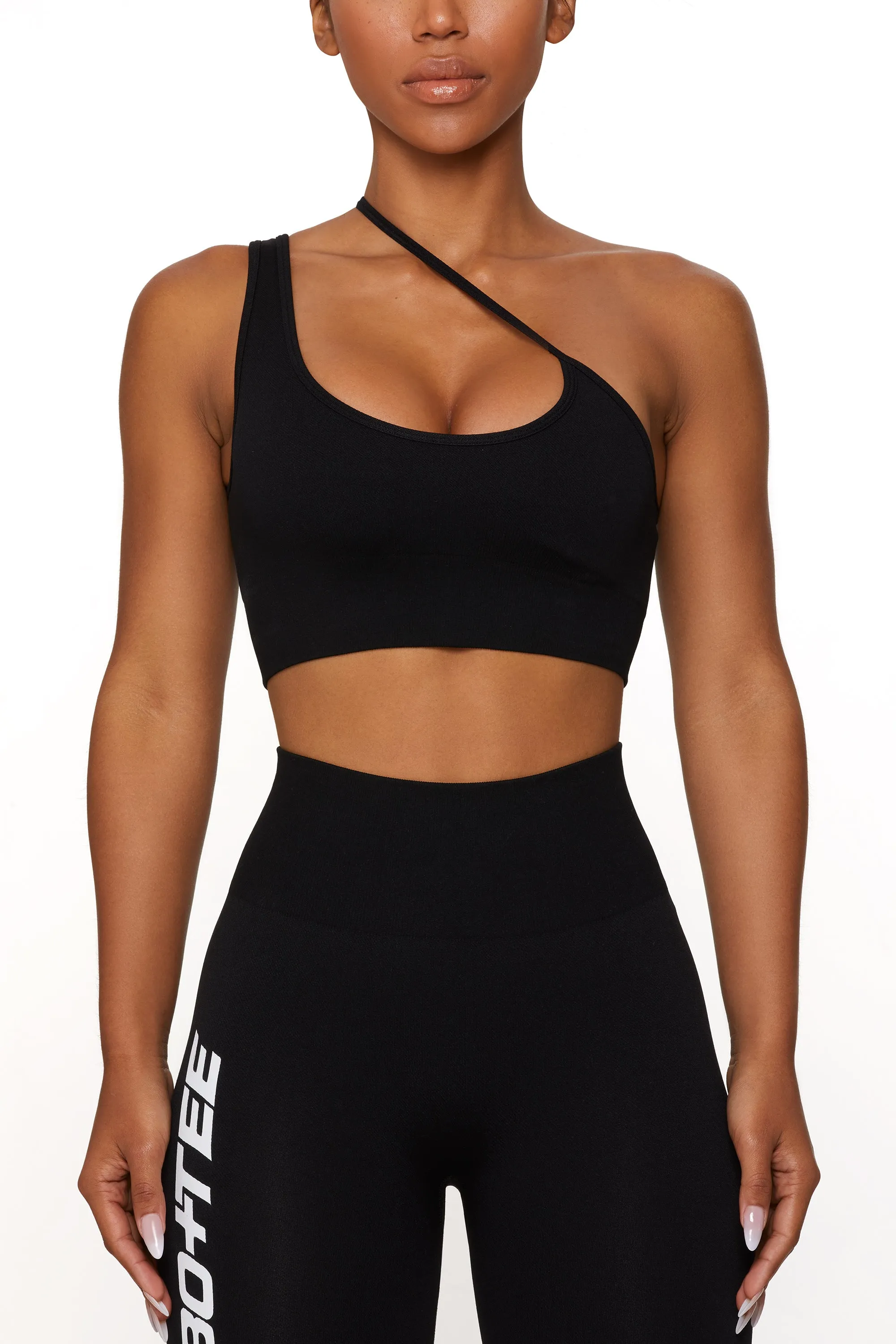 Asymmetric Seamless Crop Top in Black sold by Oh Polly product image thumbnail 4