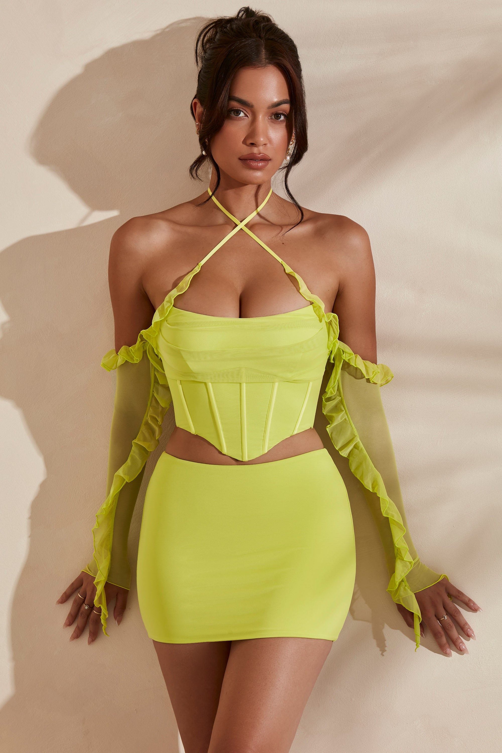 Micro Mini Skirt in Lime sold by Oh Polly