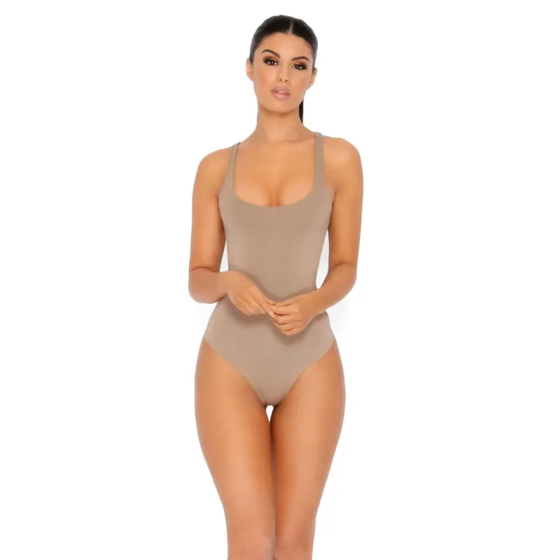All Night Thong Double Layered Bodysuit in Mocha sold by Oh Polly