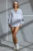 Oversized Half Zip Panel Sweatshirt in Marled Grey sold by Oh Polly