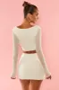Long Sleeve Deep Plunge Crop Top in White sold by Oh Polly
