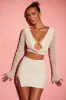 Long Sleeve Deep Plunge Crop Top in White sold by Oh Polly