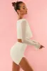 Long Sleeve Deep Plunge Crop Top in White sold by Oh Polly