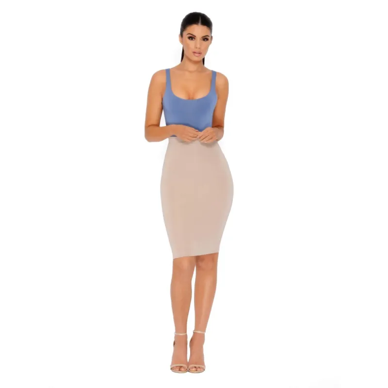 Number 1 Fit Double Layered Midi Skirt in Stone sold by Oh Polly