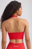 Define Luxe Halterneck Sports Bra in Poppy Red sold by Oh Polly
