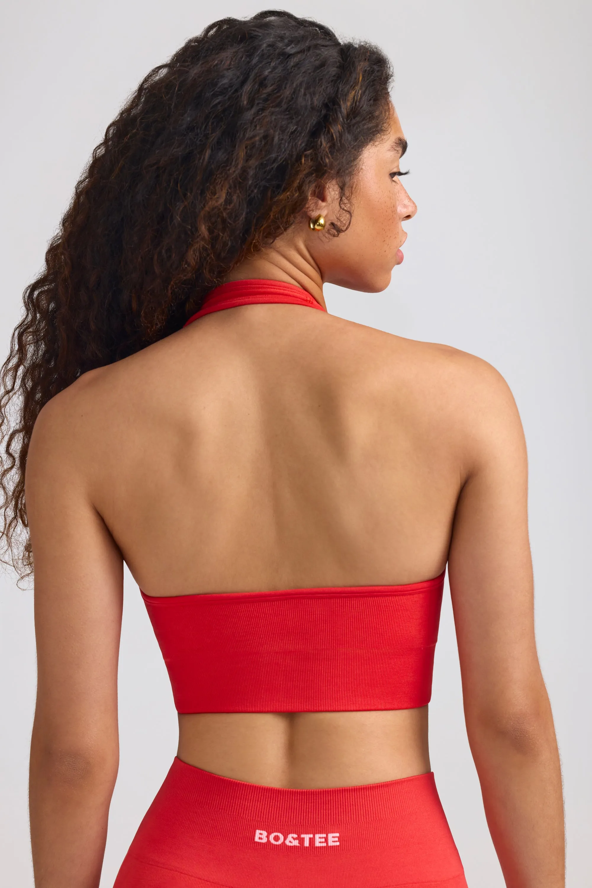 Define Luxe Halterneck Sports Bra in Poppy Red sold by Oh Polly product image thumbnail 2