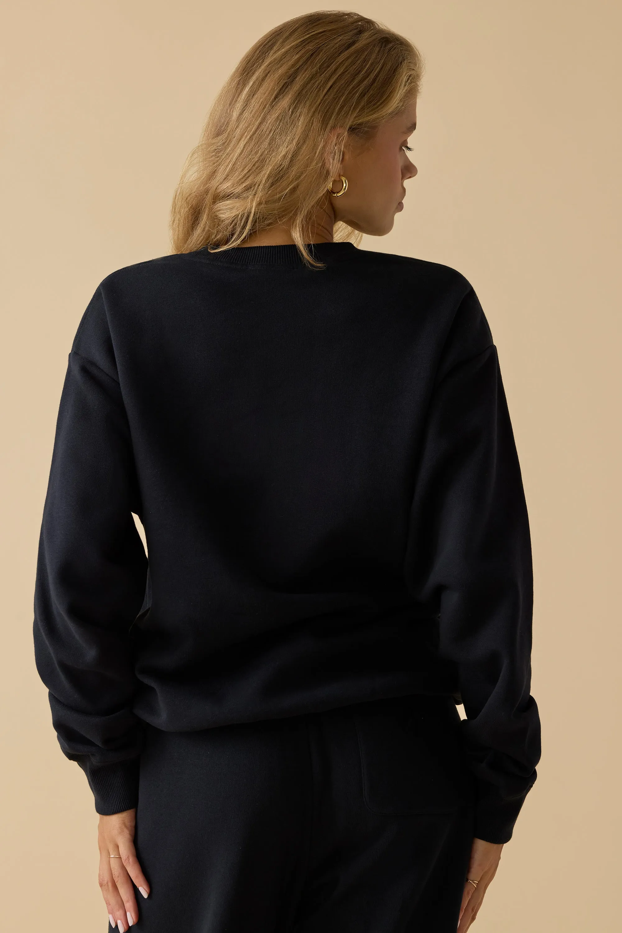 Oversized Crew-Neck Sweatshirt in Black sold by Oh Polly product image thumbnail 2