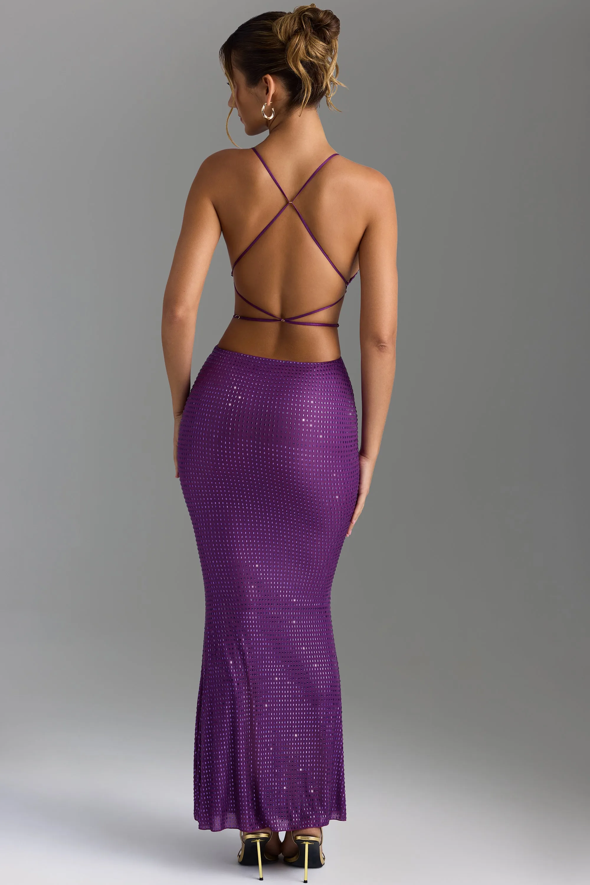 Embellished Cut-Out Maxi Dress in Grape sold by Oh Polly product image thumbnail 3