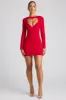 Heart Cut Out Long Sleeve Mini Dress in Fire Red sold by Oh Polly