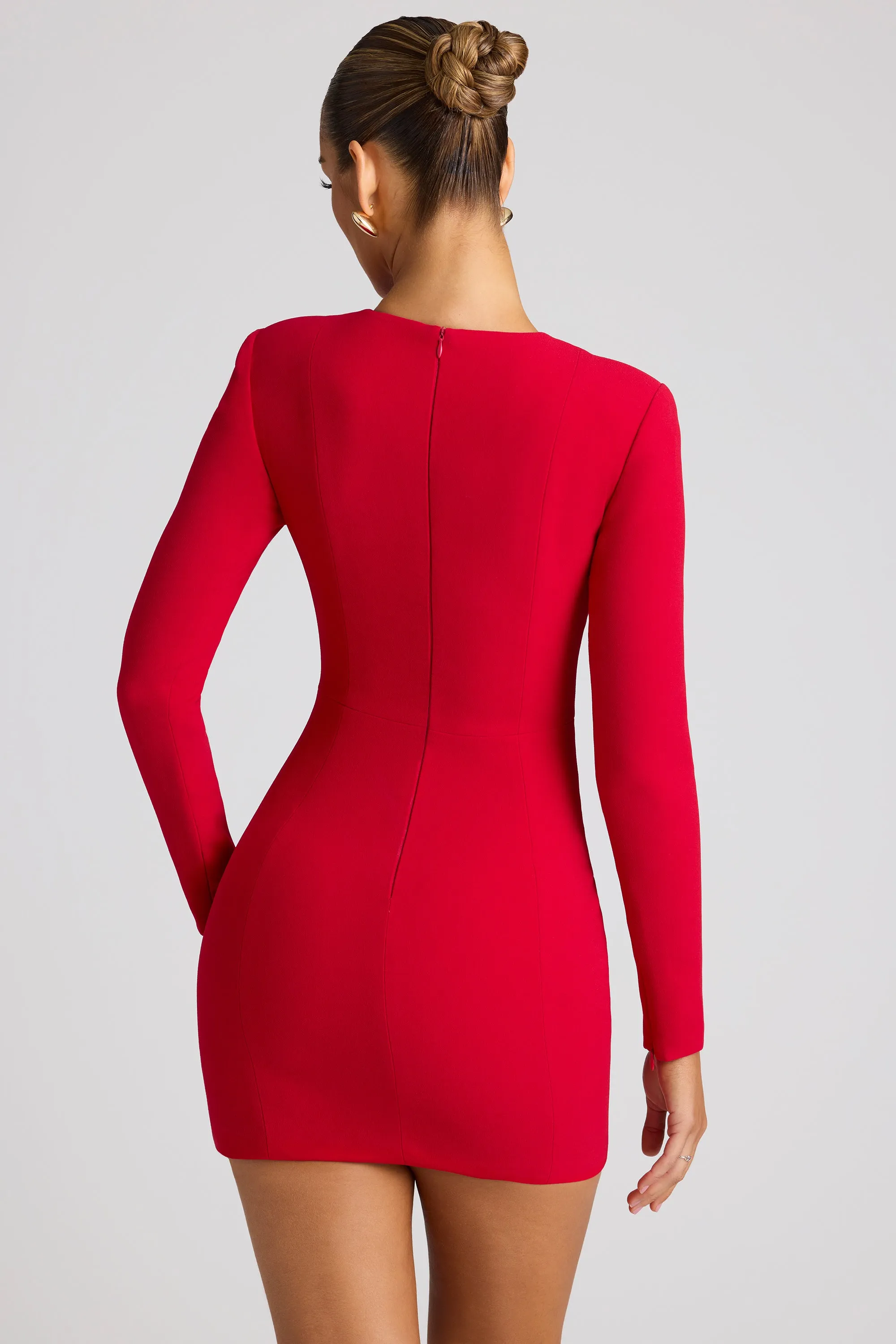 Heart Cut Out Long Sleeve Mini Dress in Fire Red sold by Oh Polly product image thumbnail 2