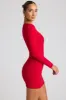 Heart Cut Out Long Sleeve Mini Dress in Fire Red sold by Oh Polly