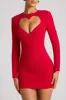 Heart Cut Out Long Sleeve Mini Dress in Fire Red sold by Oh Polly