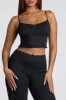 Strappy Ruched Pointelle Crop Top in Black sold by Oh Polly