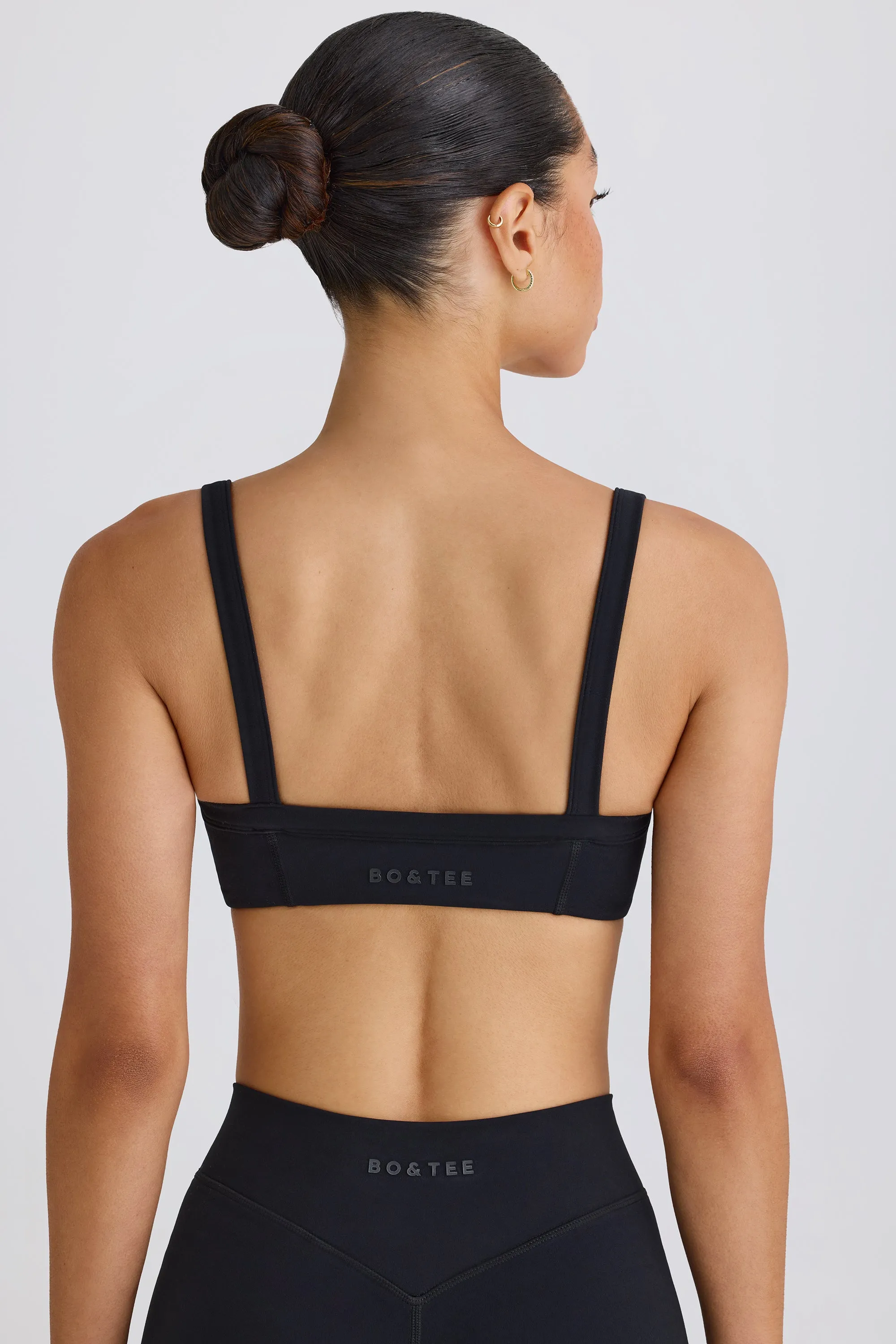 Soft Active Contrast-Trim Sports Bra in Black sold by Oh Polly product image thumbnail 2