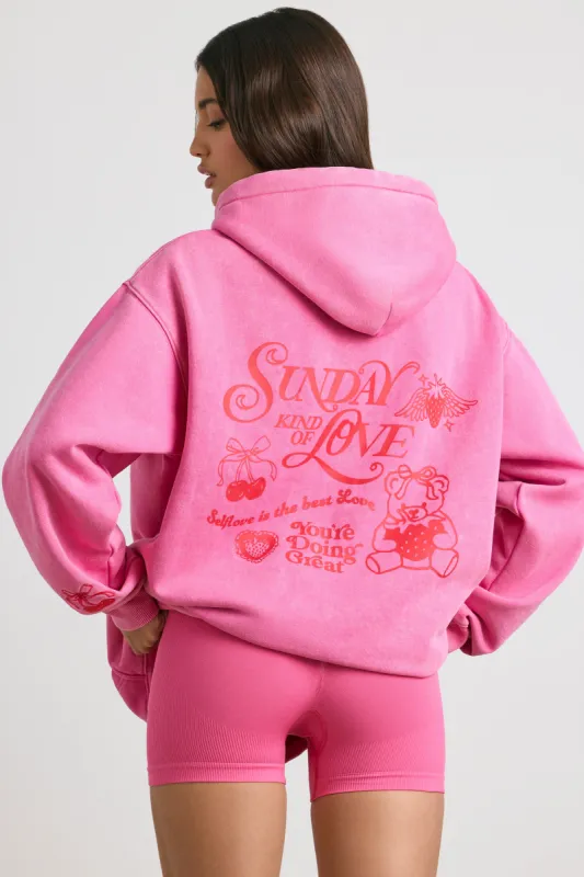 Oversized Hoodie in Hot Pink sold by Oh Polly