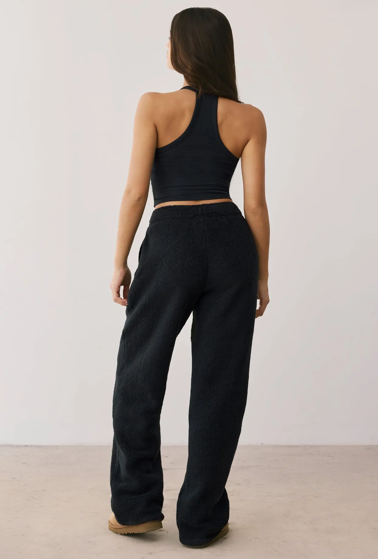 Fleece Wide Leg Joggers in Onyx sold by Oh Polly product image thumbnail 2