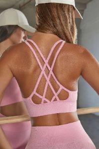 Scoop Neck Multi Strap Sports Bra in Pink sold by Oh Polly