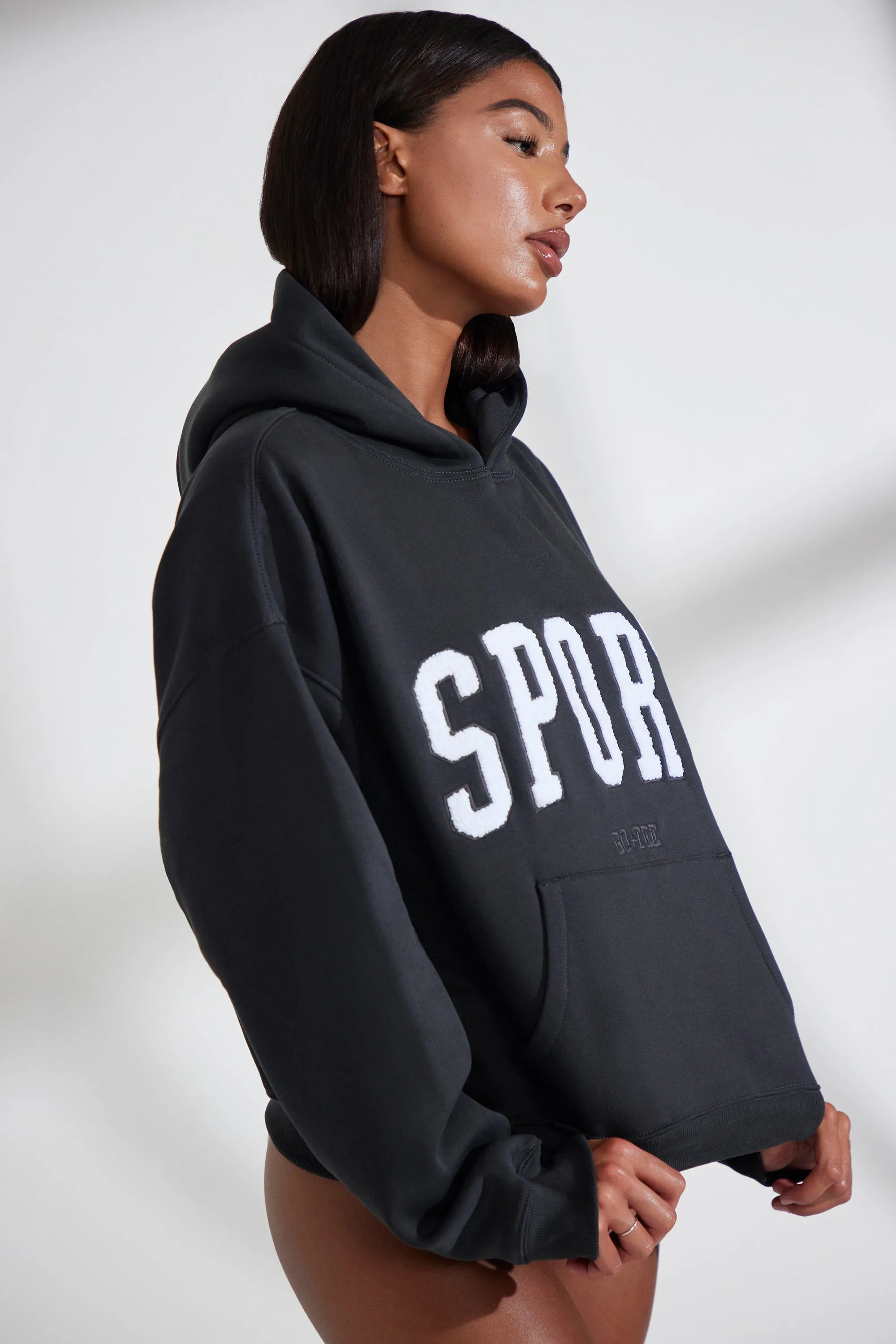 Soft Cotton Fleece Oversized Hoodie in Black sold by Oh Polly product image thumbnail 3