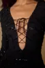 Long Sleeve Lace Up Mini Dress in Black sold by Oh Polly