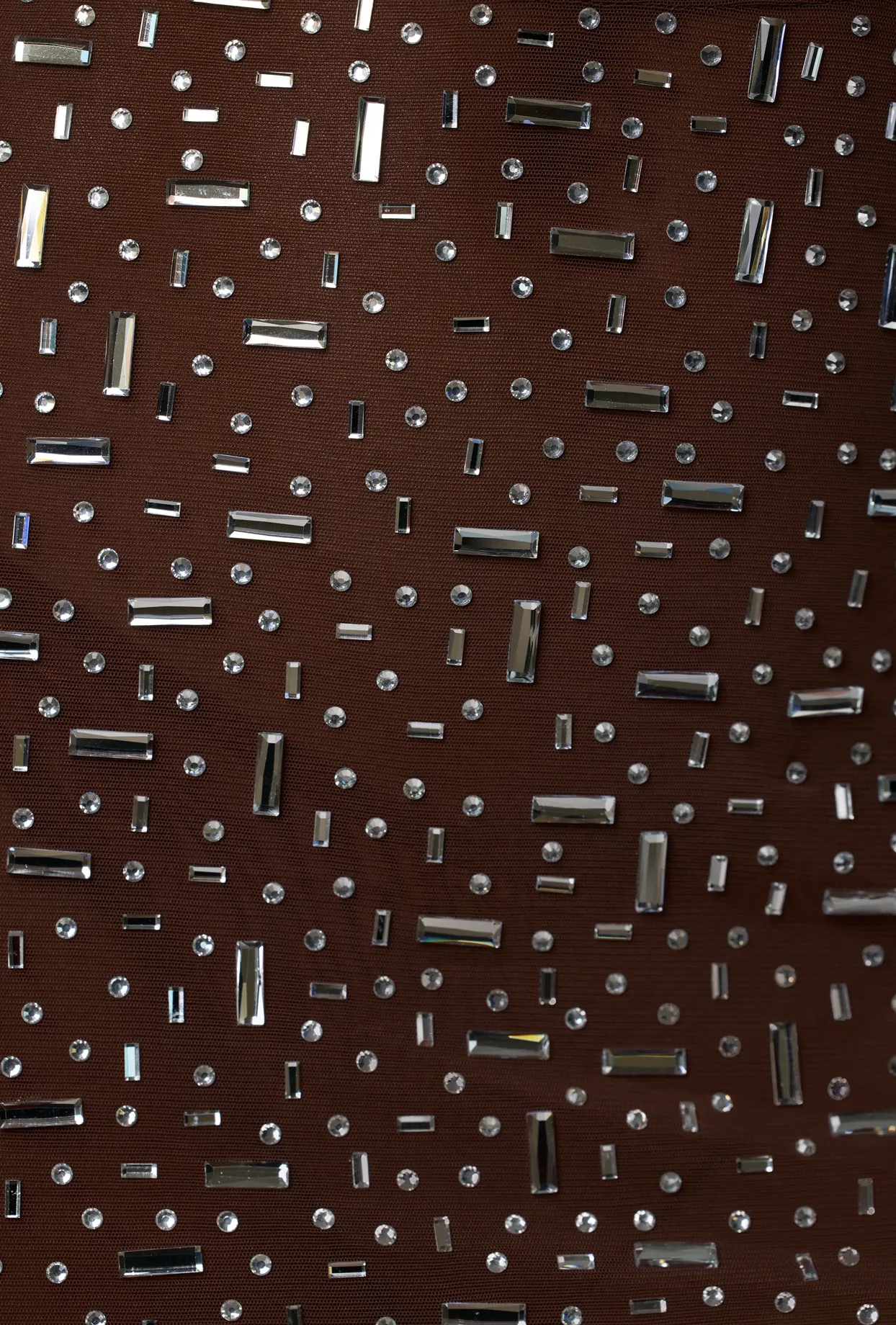 Sheer Embellished Bodycon Mini Dress in Deep Cocoa sold by Oh Polly product image thumbnail 4