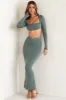 Cut Out Back Long Sleeve Crop Top in Green sold by Oh Polly