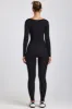 Ribbed Modal Long Sleeve Jumpsuit in Black sold by Oh Polly