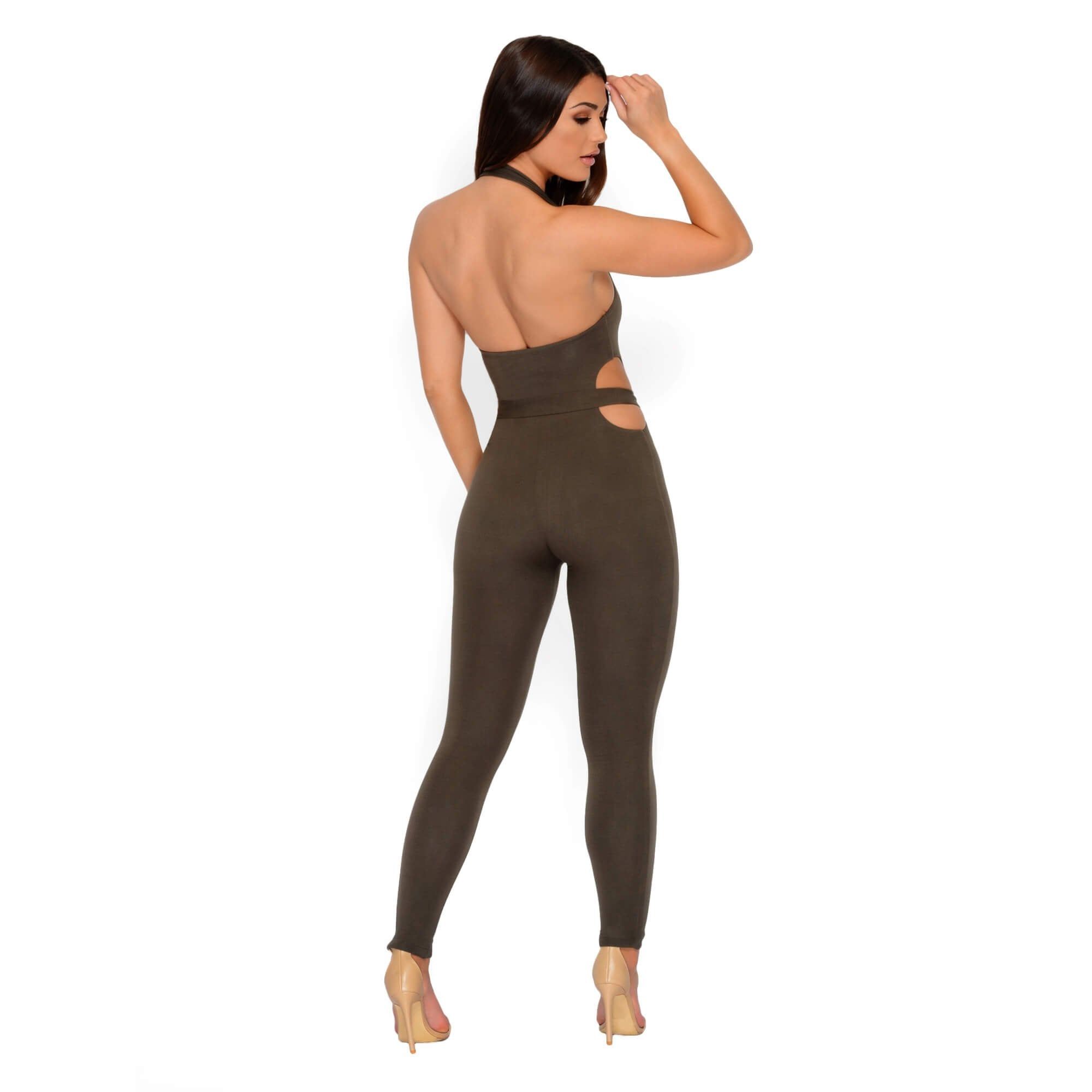 Hips Don't Lie Halter Neck Jumpsuit in Khaki sold by Oh Polly product image thumbnail 10
