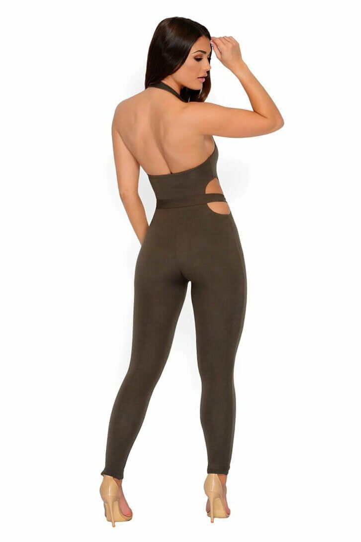 Hips Don't Lie Halter Neck Jumpsuit in Khaki sold by Oh Polly product image thumbnail 11