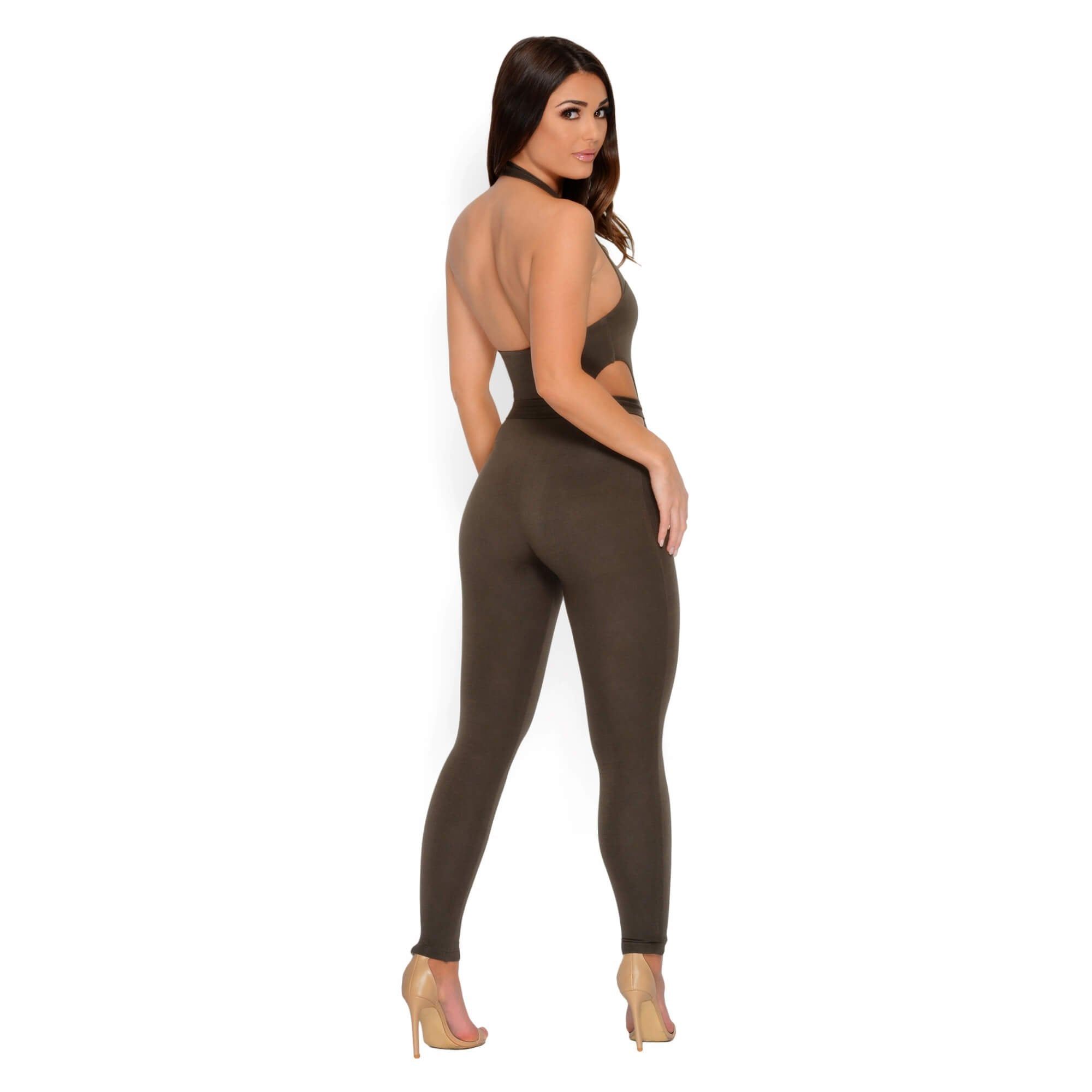Hips Don't Lie Halter Neck Jumpsuit in Khaki sold by Oh Polly product image thumbnail 8