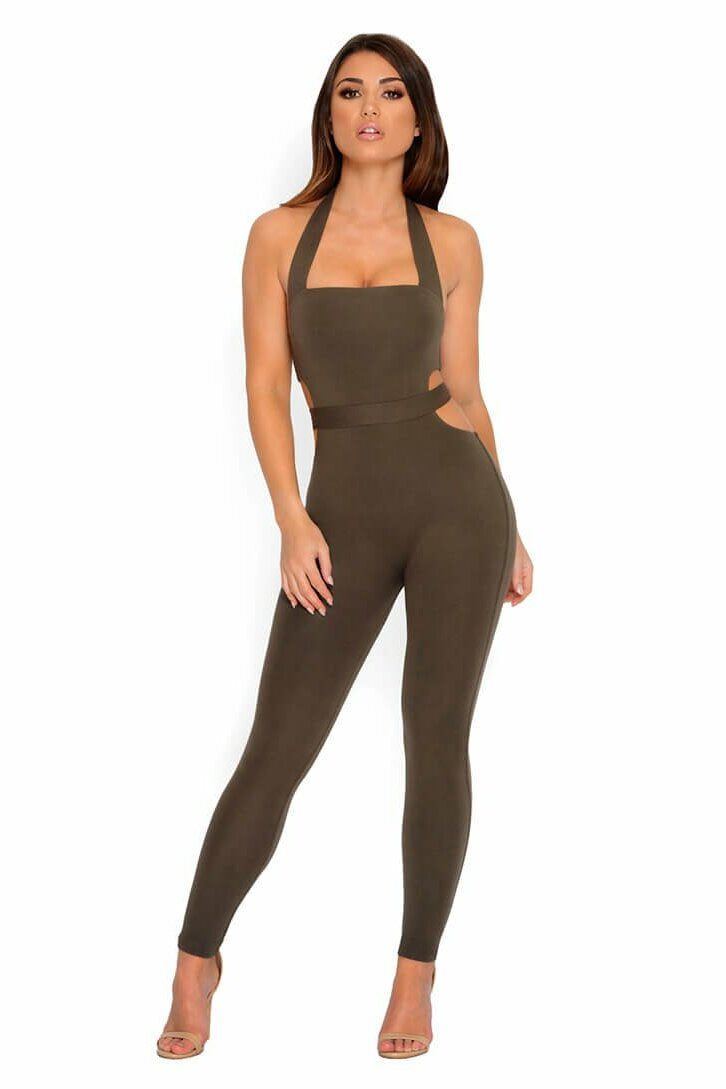 Hips Don't Lie Halter Neck Jumpsuit in Khaki sold by Oh Polly product image thumbnail 9
