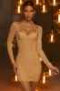 Long Sleeve Corset Mini Dress in Honey sold by Oh Polly