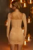 Long Sleeve Corset Mini Dress in Honey sold by Oh Polly