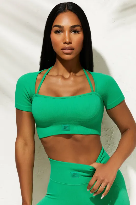 Short Sleeve Crop Top in Green sold by Oh Polly